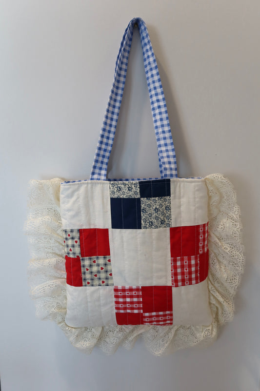 Ruffle Lace Patchwork Tote Bag