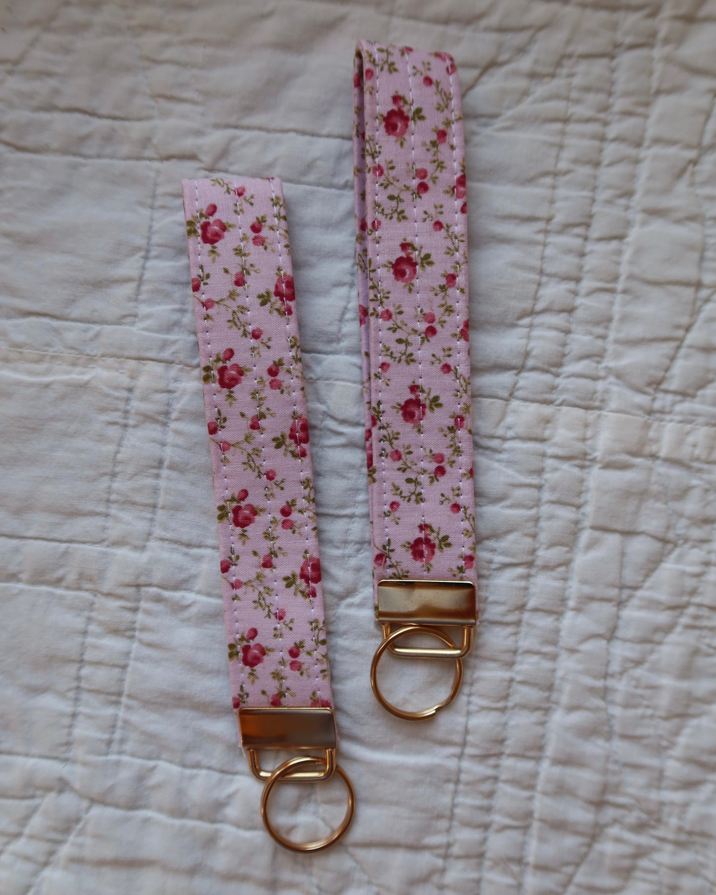 Pink Rose Keychain Wristlet