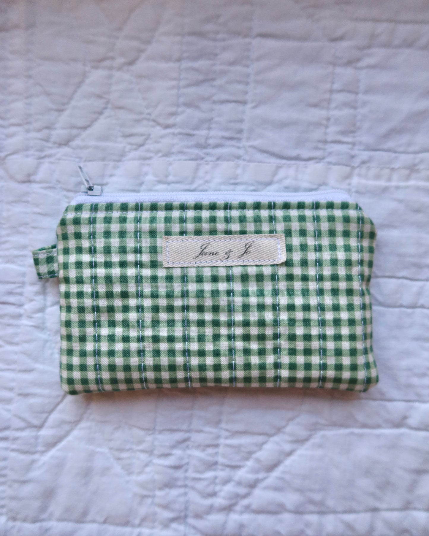 Green Gingham Keychain Wallet