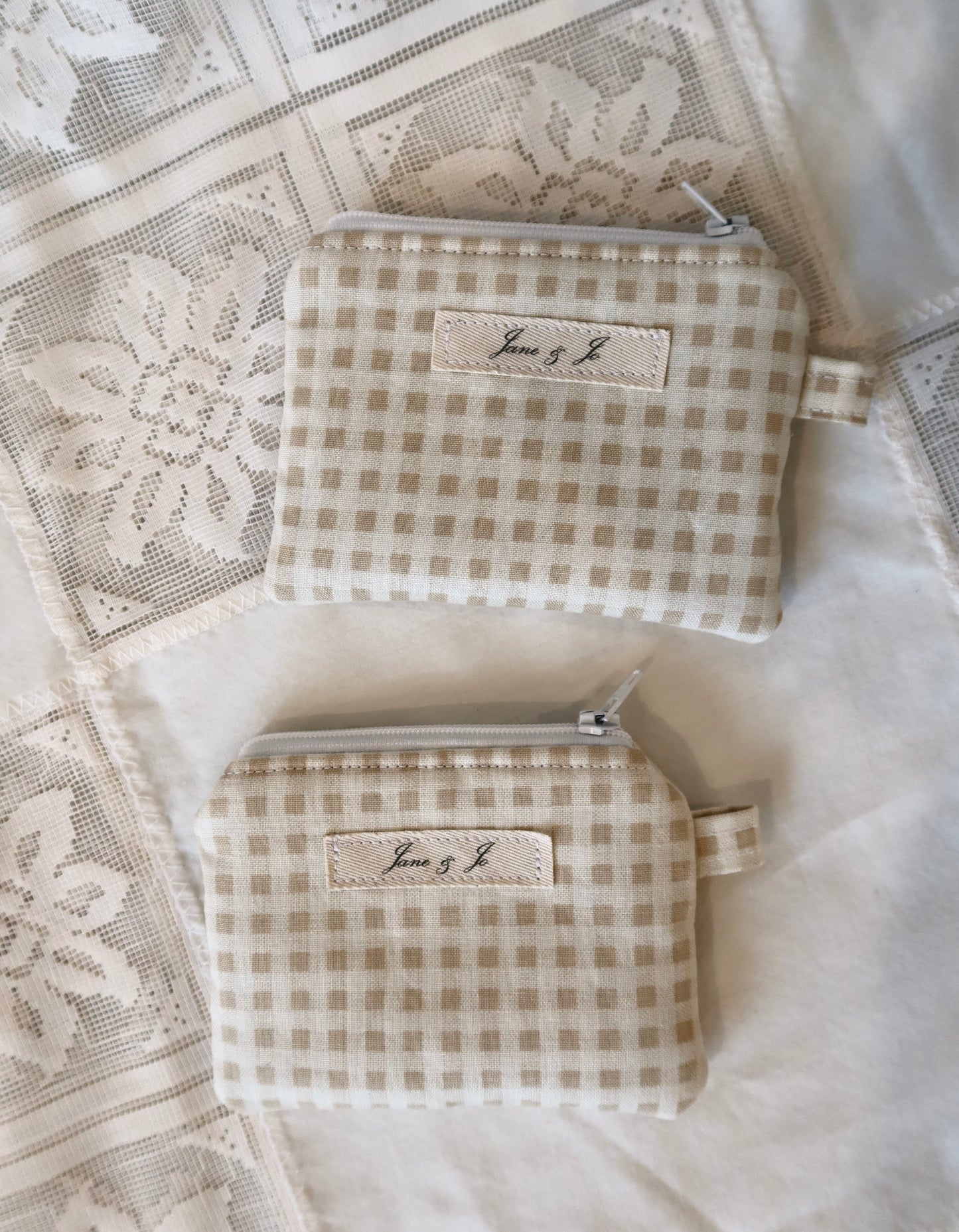 Keychain Wallet- Gingham Sand