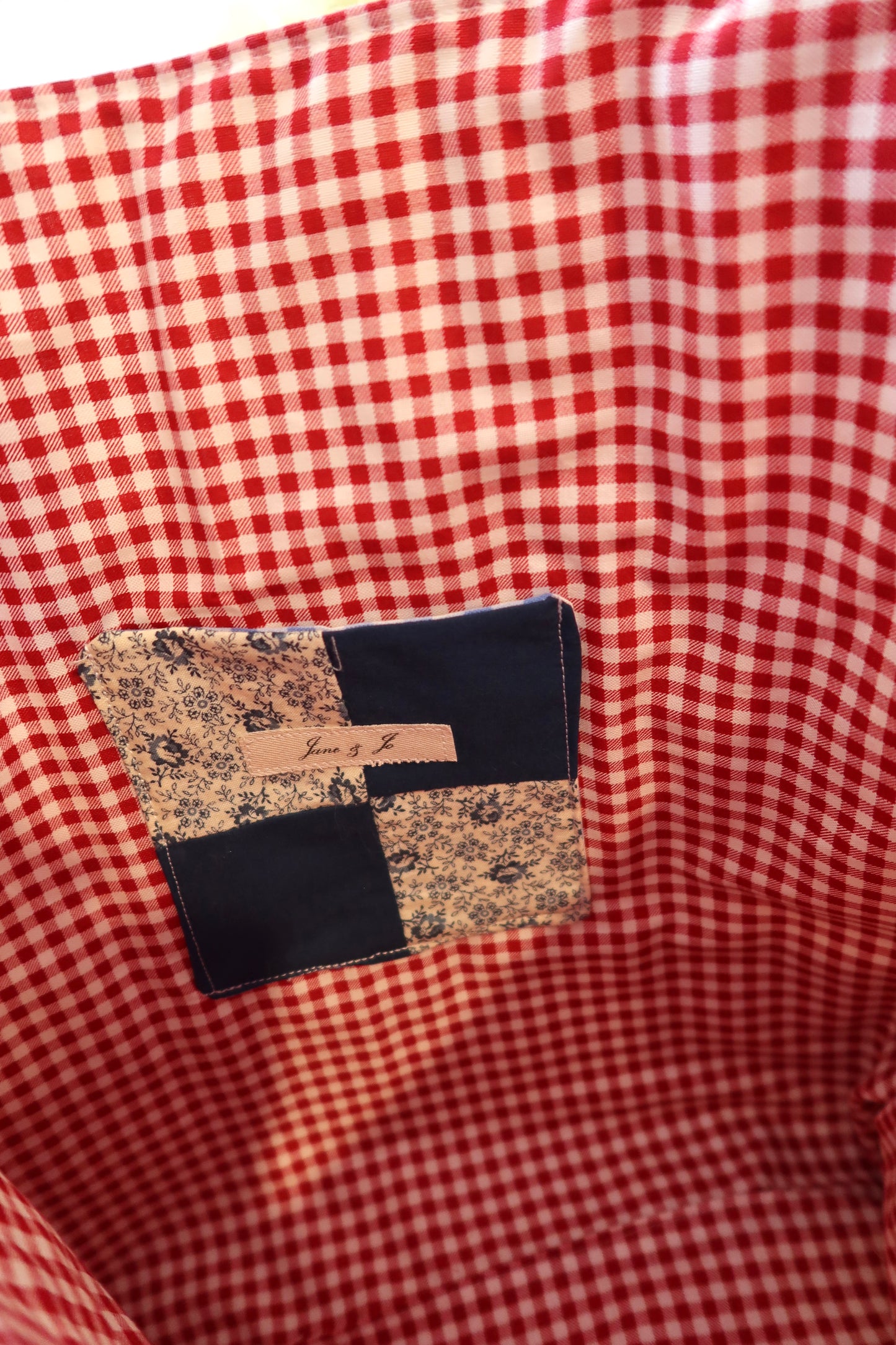 Gingham Ruffle Patchwork Tote