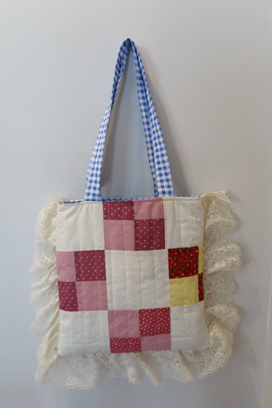 Ruffle Lace Patchwork Tote Bag