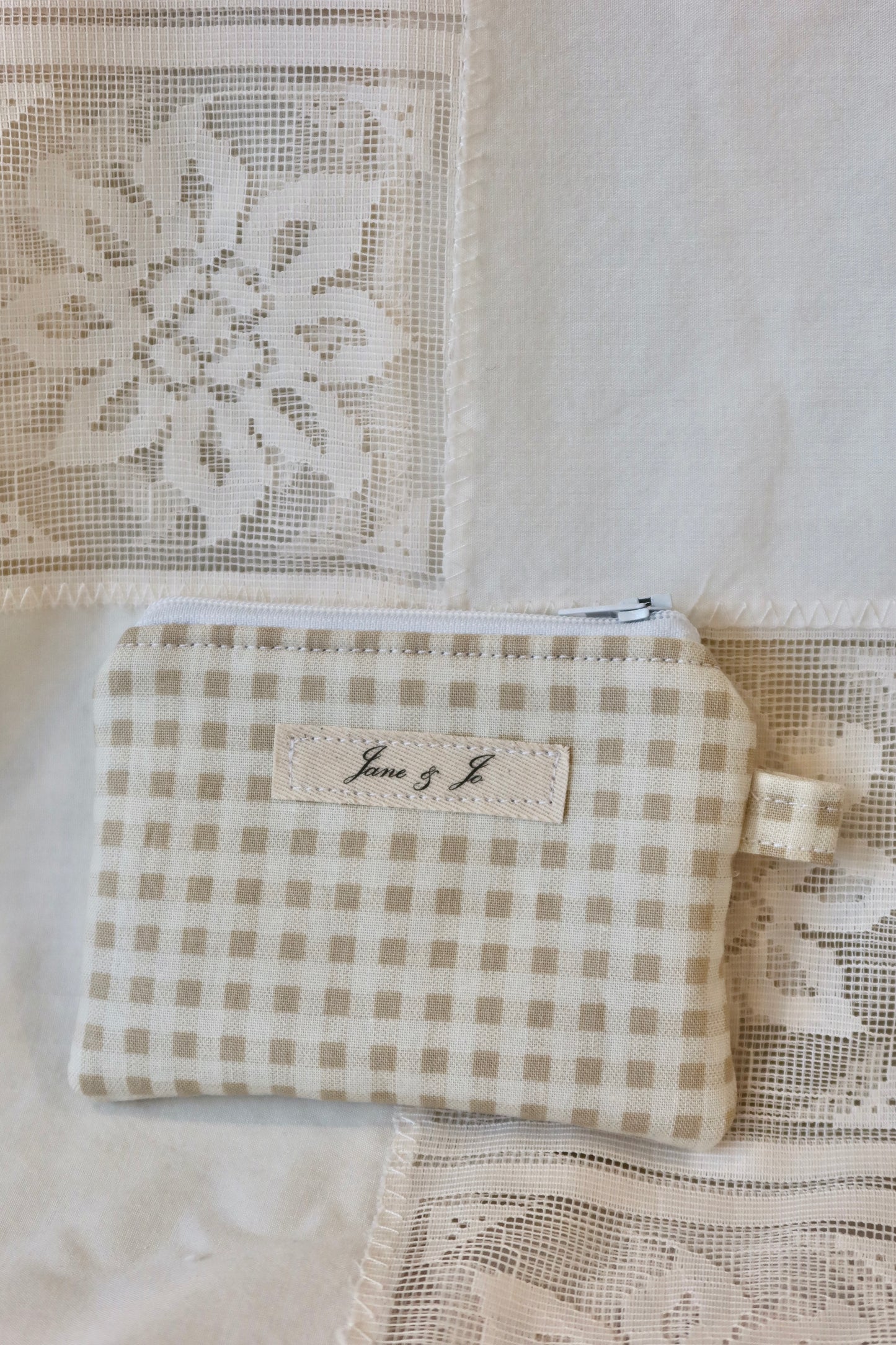 Keychain Wallet- Gingham Sand
