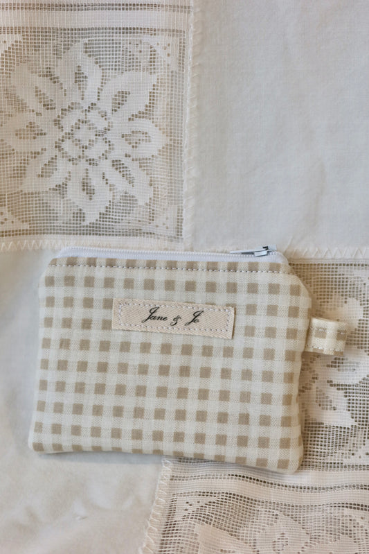 Keychain Wallet- Gingham Sand