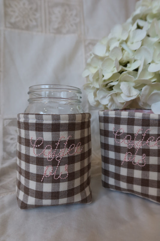 “Coffee Pls” Jar Coozie- Pink