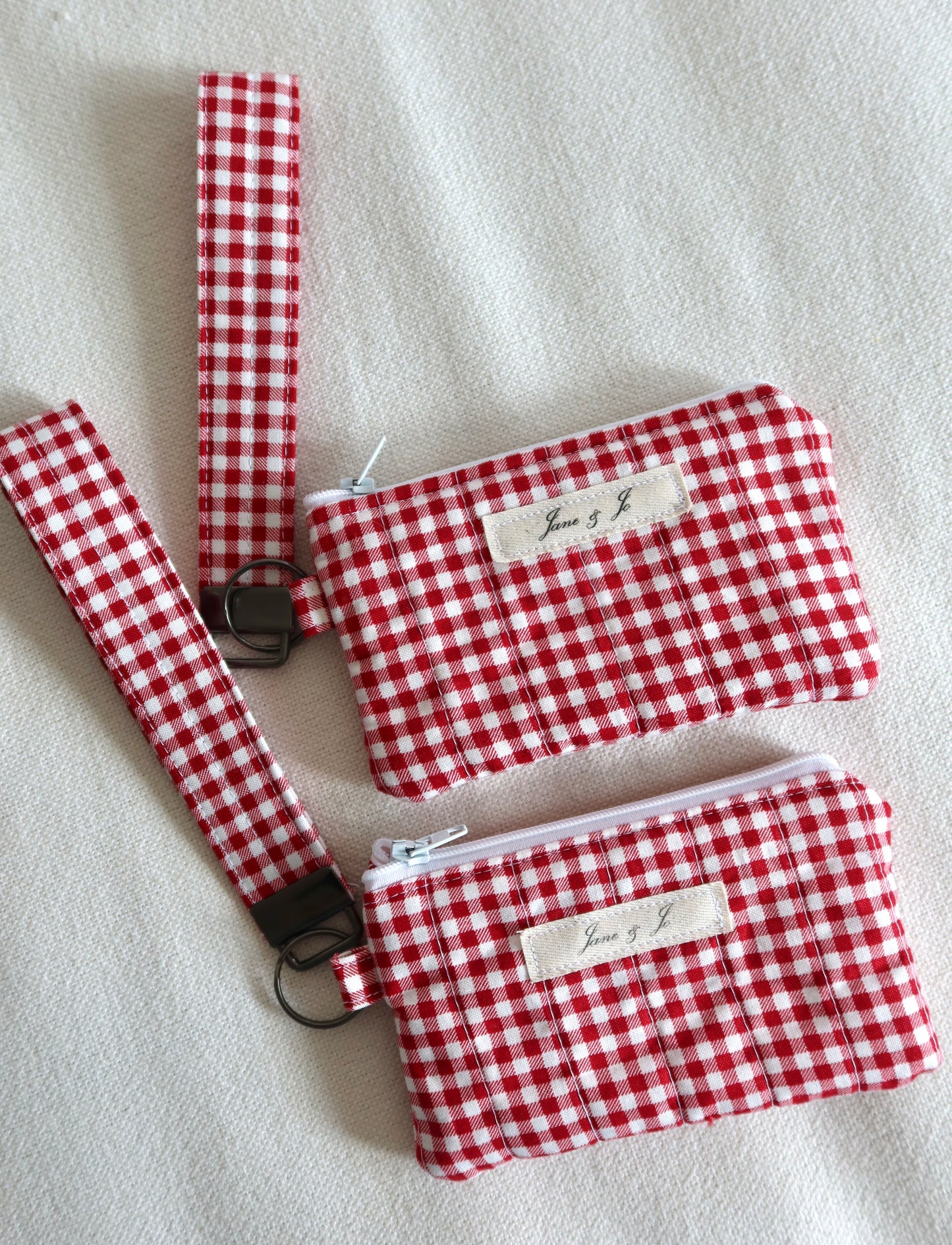 Red Gingham Wristlet Wallet