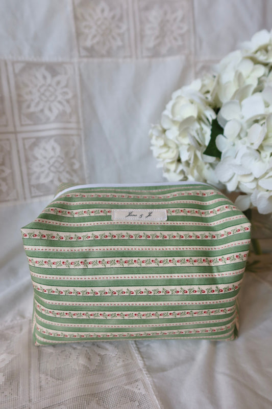 Rose Stripe Boxy Makeup Bag