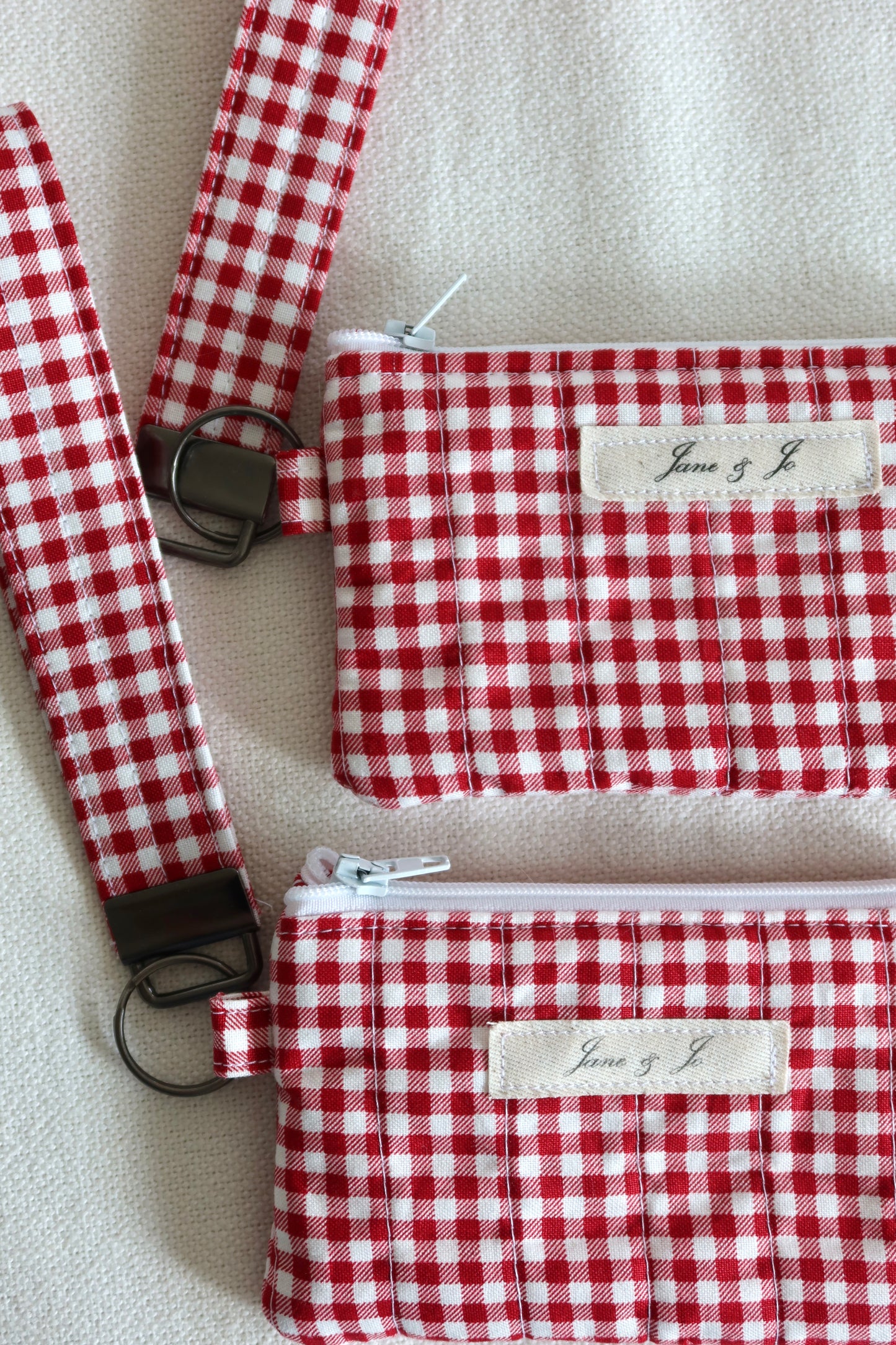 Red Gingham Wristlet Wallet