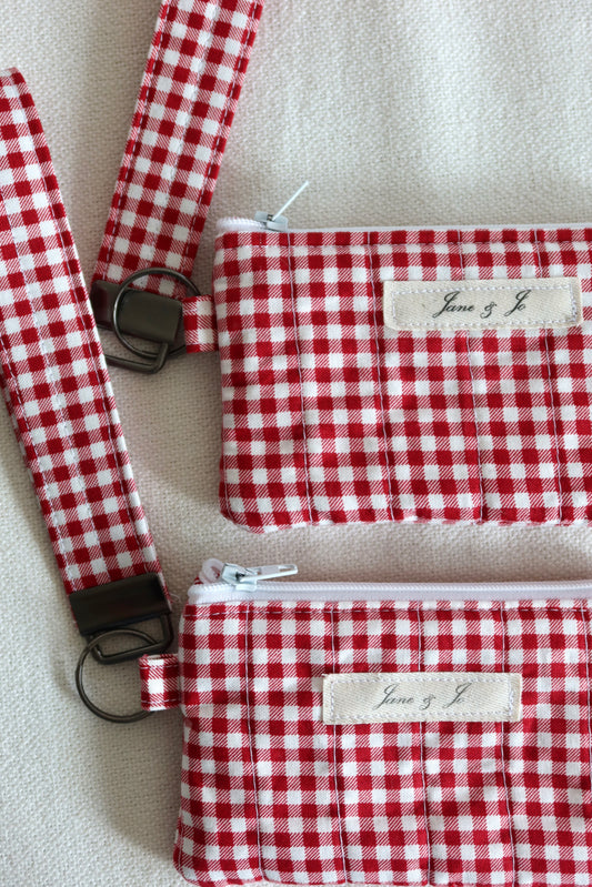 Red Gingham Wristlet Wallet