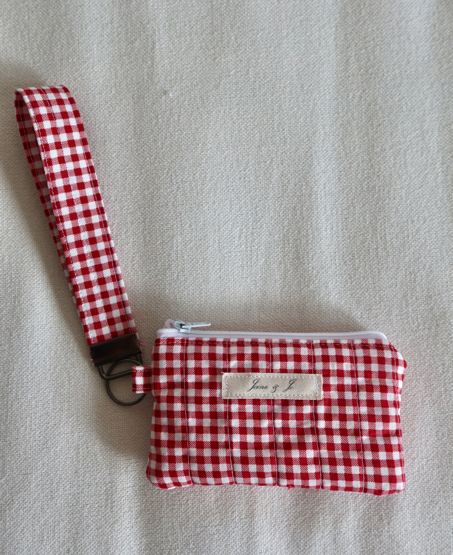 Red Gingham Wristlet Wallet