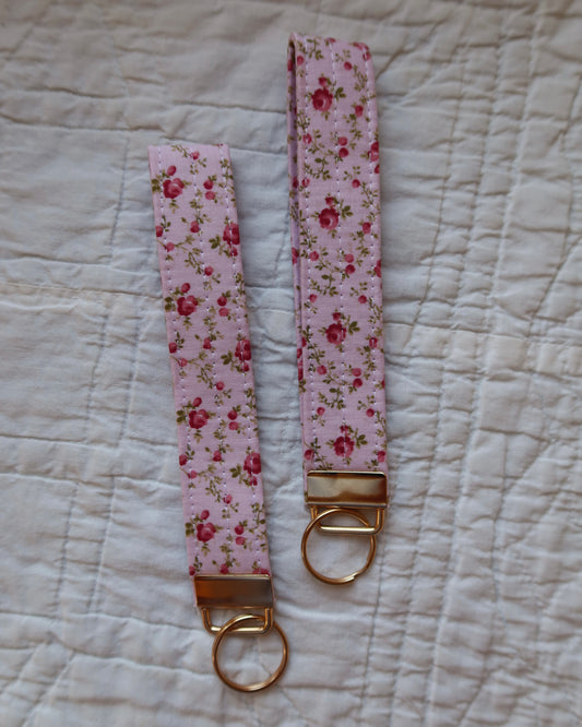Pink Rose Keychain Wristlet