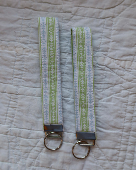 Green Stripe Keychain Wristlet