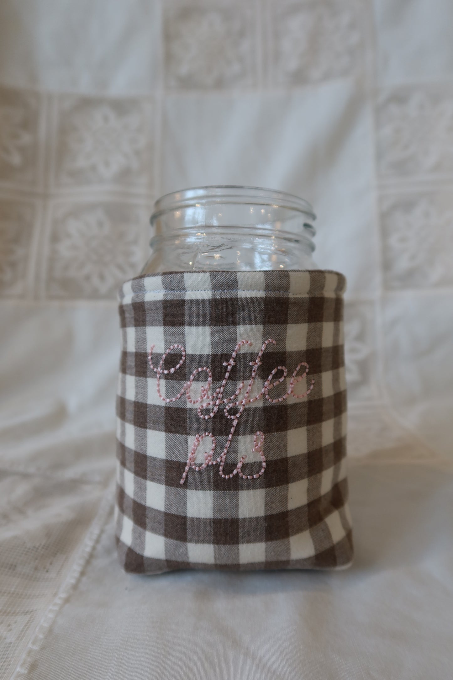 “Coffee Pls” Jar Coozie- Pink