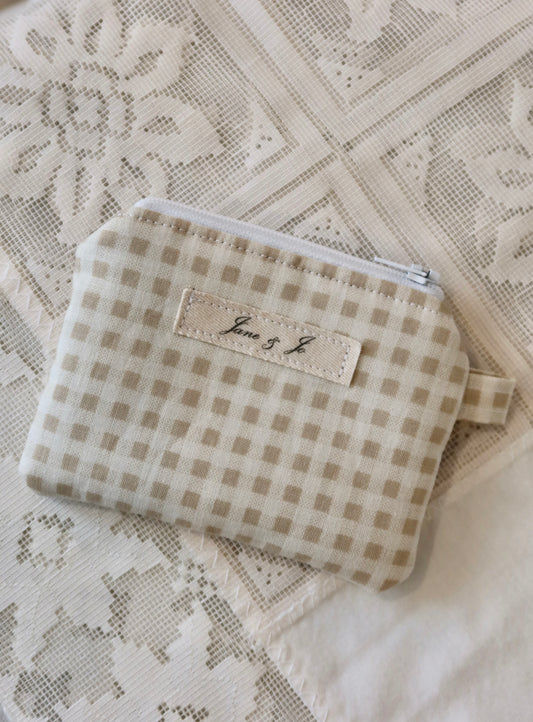 Keychain Wallet- Gingham Sand