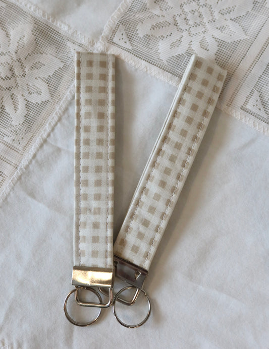 Gingham Sand Keychain Wristlet